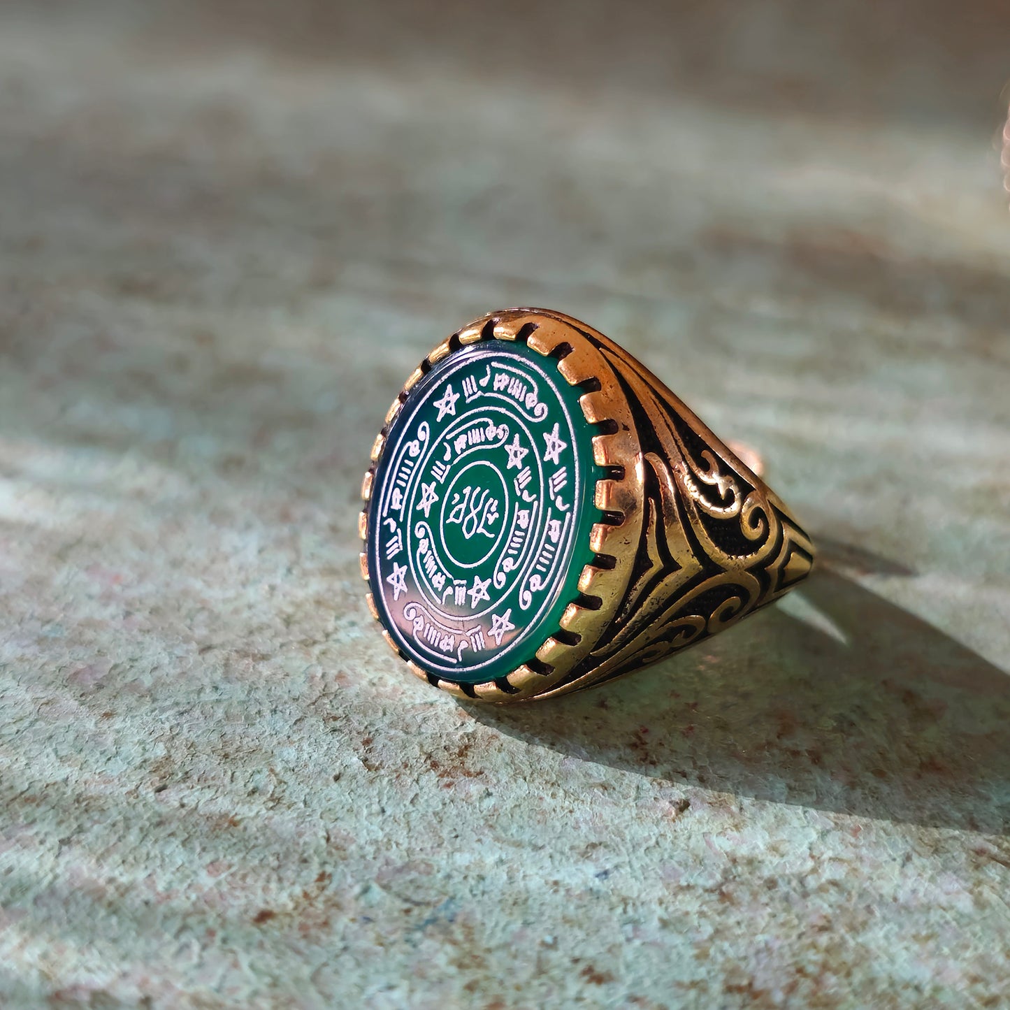 Arabic Seal of Suleiman Ism-i Azam Hatem Seal Ring Powerful Islamic Sigil Protection Rings Gifts for Men